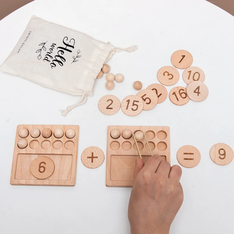 

Kids Wooden Montessori Cognitive Ten Grid Number Counting Math Game Educational Toys For Kids Early Childhood Preschool Training