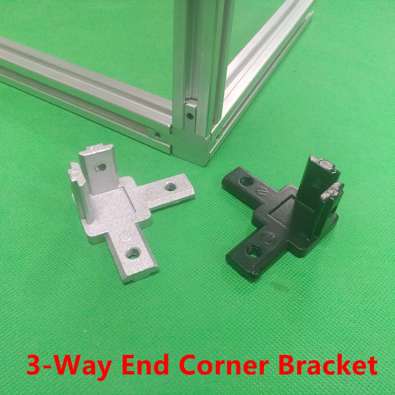 10/2pcs 2020 3030 4040 sliver black 3-Way End Corner Bracket Connector for T slot EU Aluminum Extrusion Profile with Grub screw