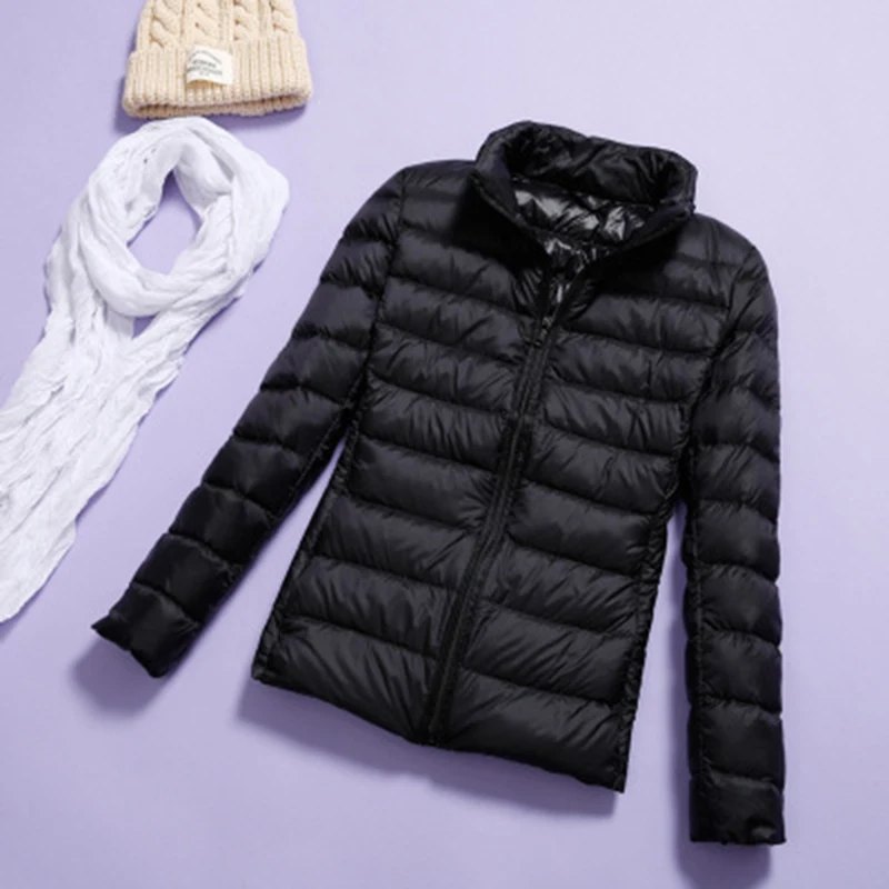 Women Bomber Jacket Light Ultra-thin Style  Spring Autumn Female Slim Short Coat Warm Duck Down Plus Size 7XL Factory Outlet New