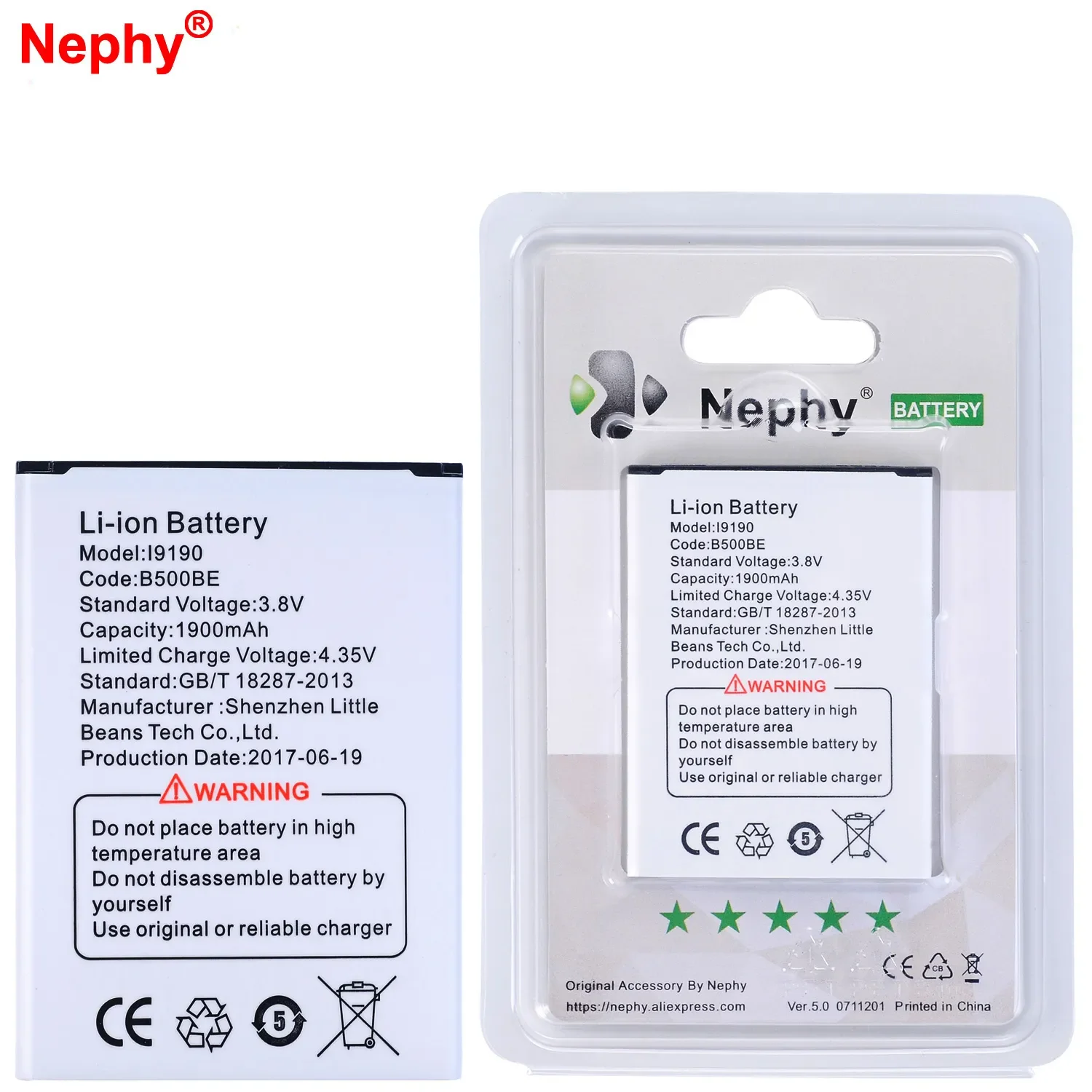 

2023New 100% Original Nephy Battery For Samsung Galaxy S4 mini i9190 i9192 GT-i9190 GT-i9192 1900mAh 2019 New Mobile Phone Accum