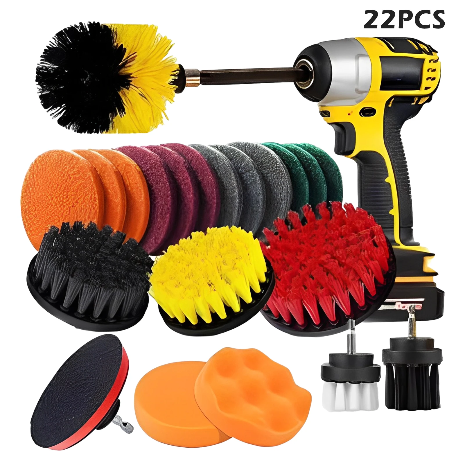 

22pcs Tiles Nylon Drill Brush Attachment Cleaning Car Floor Rims Power Scrubber Cordless Screwdriver Indoor Outdoor Shower