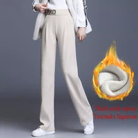 winter corduroy thicken casual pants womens joggers warm autumn 2021 high waist straight streetwear soft trousers female