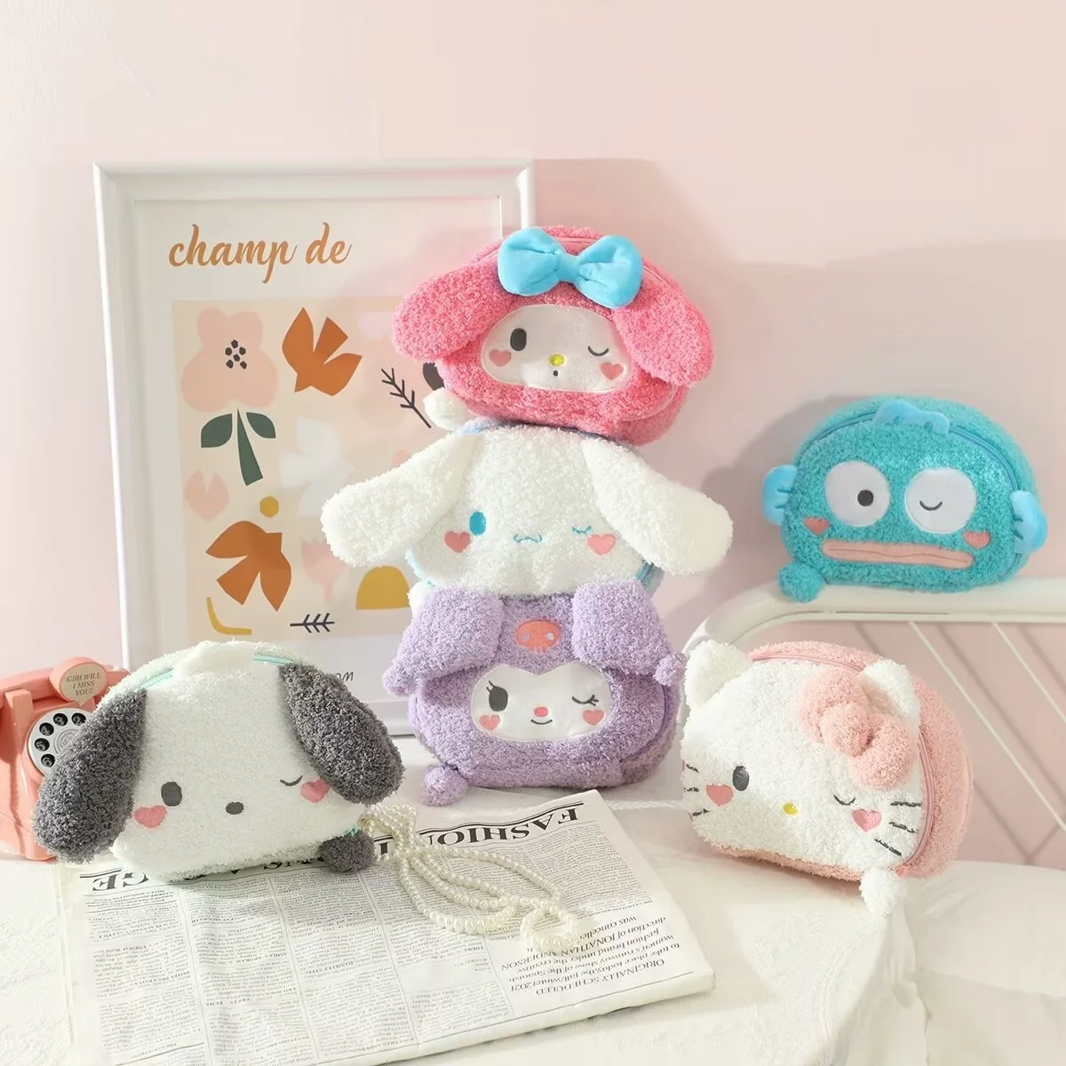 Плюшевая сумка Sanrio Hello Kitty Kuromi My Melody косметичка Kawaii в японском стиле подарки для