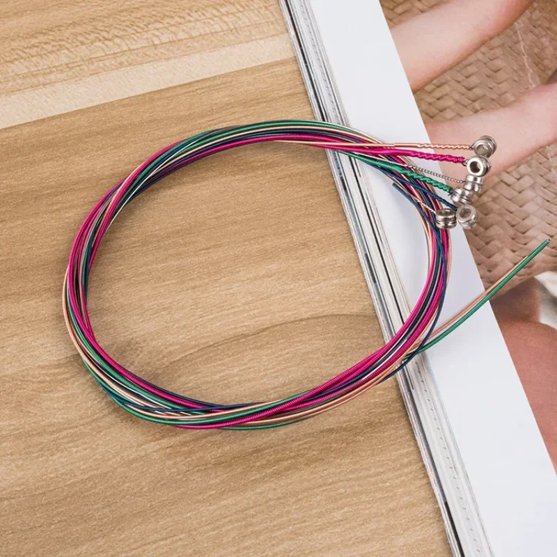 

6PCS/Set Acoustic Guitar Strings Rainbow Colorful Guitar Strings E-A for Acoustic Folk Guitar Classic Guitar Parts Accessories