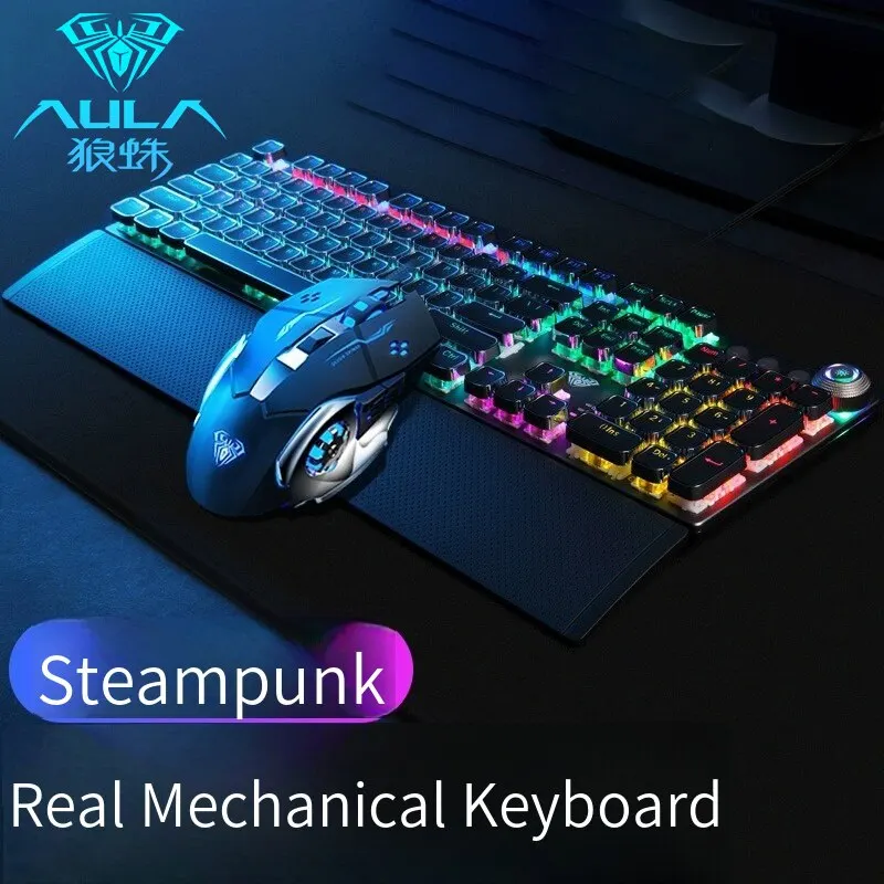 AULA F2088 Wired Keyboard Elite Edition Black - Black Axis