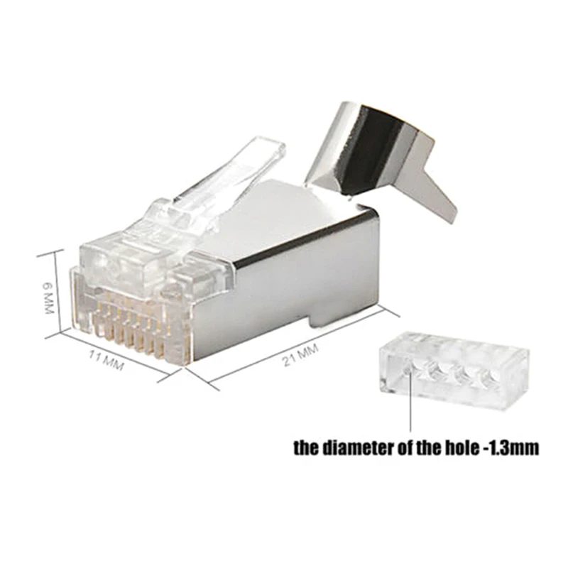 

10 шт. Cat7 RJ45 разъем 1,3 мм Cat 7 Кристальный штекер Экранированный FTP RJ45 модульный разъем