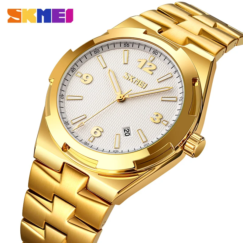 

SKMEI Stainless Steel Quartz Watch For Man Luxury Calendar Simple Dial Men's Watches Fashion Business Quartz Movement Clock