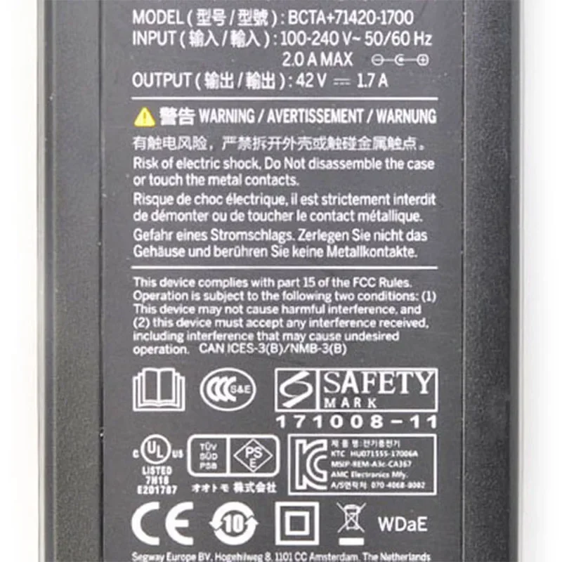 BCTA 71420-1700 Адаптер переменного тока 42 В 1 7 А 71 Вт для электрического скутера ES1/ES2/ES4