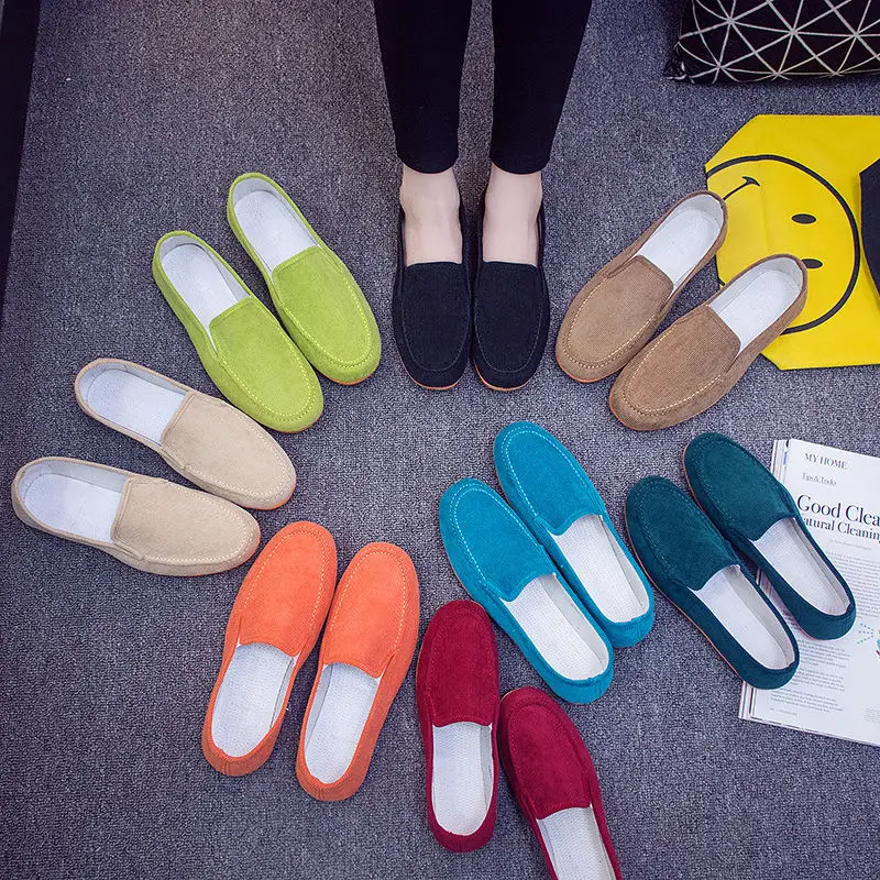 

Summer Breathable Slip-on Shoes Women's Canvas Shoes Women's Single Shoes Low-top Flat Casual Shoes Women's Beanie Shoes