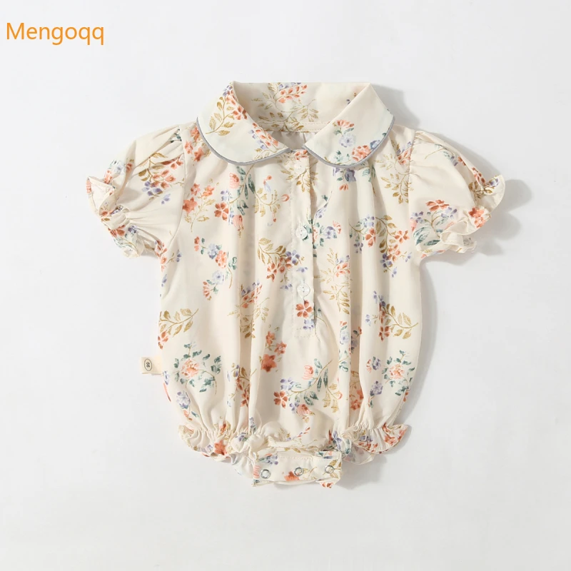 

Летняя Цветочная верхняя одежда для маленьких девочек, повседневные комбинезоны для новорожденных принцесс, Детские Боди для малышей, хлоп...