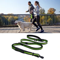 retractable reflective waist belt for pet dogs running sports adjustable high elastic buffer leash with padded handle hands free