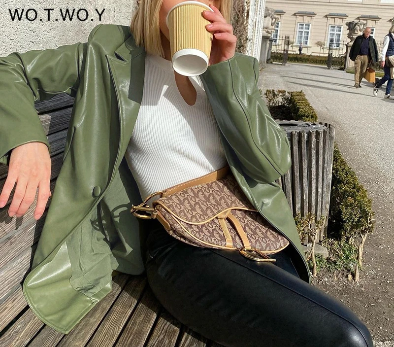 Женская кожаная куртка Wo. T. W o.y осенне-зимний Повседневный блейзер с отложным