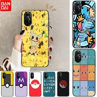 japan anime pokemon clear phone case for huawei honor 20 10 9 8a 7 5t x pro lite 5g black etui coque hoesjes comic fash design