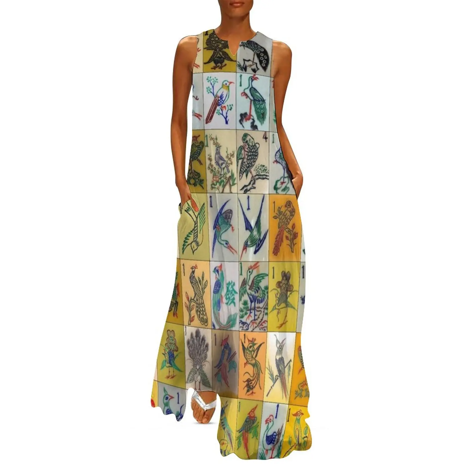 Длинное платье Mah Jongg Birds одежда для церемонии женщин летние женские платья особых