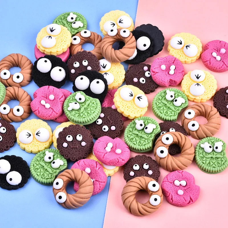 

6pcs Cartoon Imitation Real Biscuits DIY Patch Mobile Phone Case Water Cup Hair Bow Manual Accessories Handmade Gifts for Kids