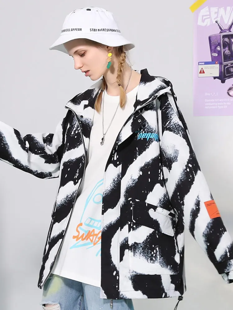 Модная брендовая куртка Genanx с молнией женский тонкий трехмерный Свободный Топ