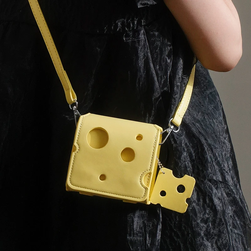 

Милая сумочка с квадратами из сыра, женская сумка из искусственной кожи для милой девушки, модная мягкая сумка на плечо, кошелек для смены, 2023