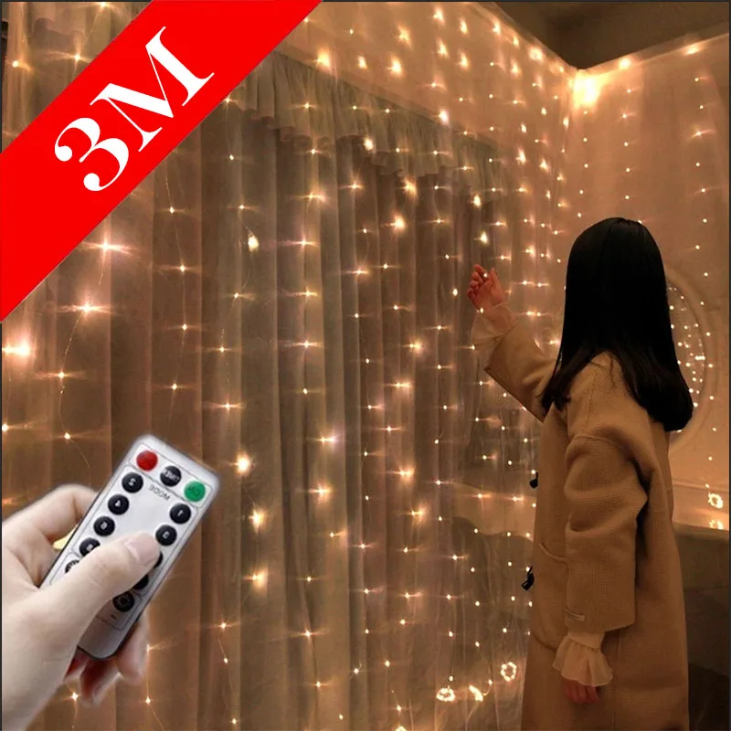 

Новый год 2023 гирлянда светодиодная гирлянда 3 м занавеска Рождество праздники Новогодний Декор Рождество 2022 рождественские украшения для дома