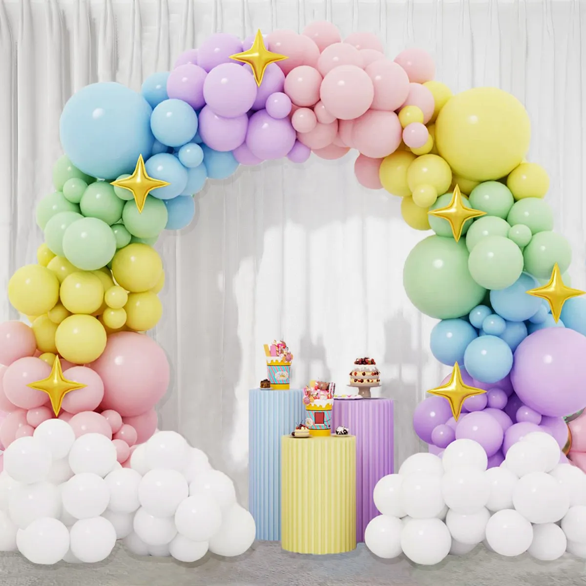 

Разноцветная Радужная гирлянда с воздушными шарами, украшение для детской вечеринки, свадьбы, дня рождения, для девочек, для разведения пола, крещения