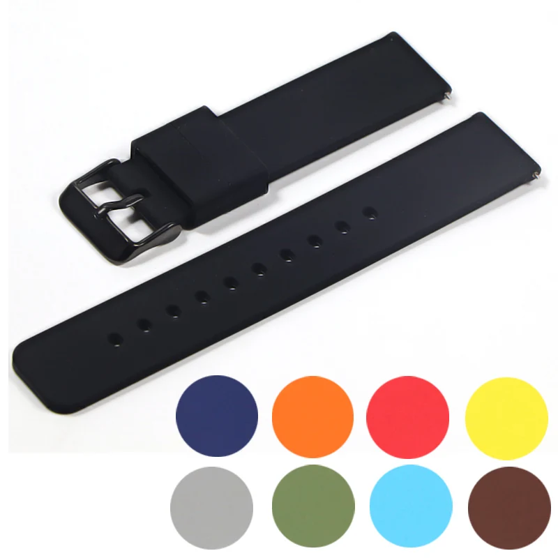 14mm 16mm 18mm 20mm 22mm  Silicone Band Strap Quick Release Watchband Bracelet for Samsung Active 2 Huami Huawei Smart Watch