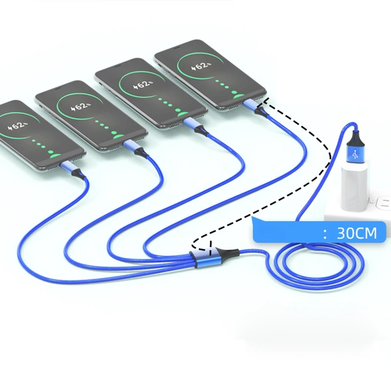 USB-кабель для зарядки универсальный нейлоновый плетеный адаптер нескольких