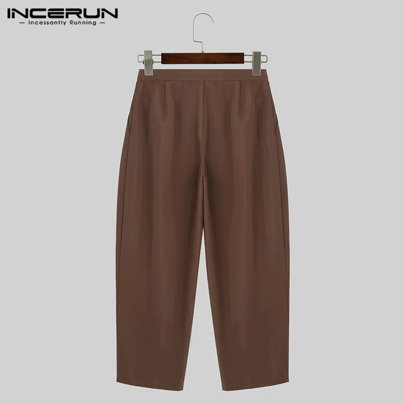INCERUN 2024 мужские брюки в Корейском стиле плиссированные Дизайнерские однотонные
