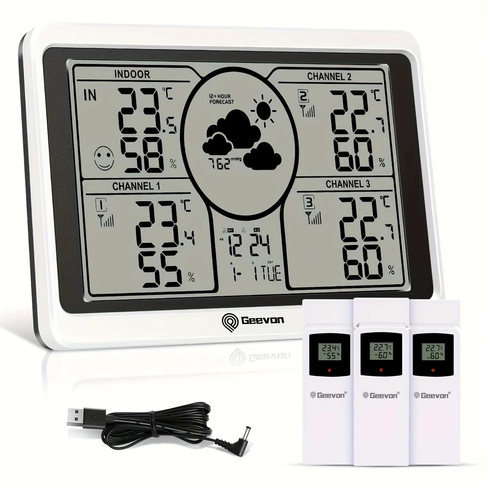 Clocks Wireless Indoor Outdoor Thermometer Table Clock With 