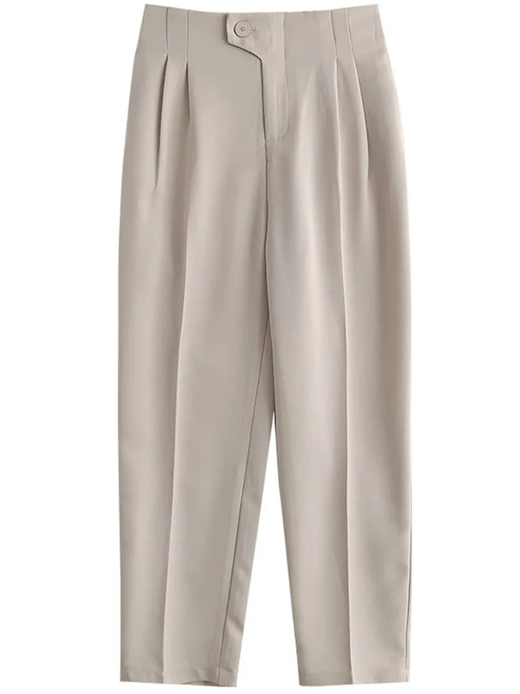 

Брюки Женские однотонные прямые с высокой талией и карманами, X65