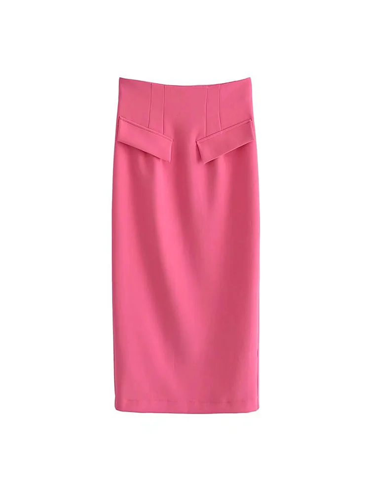 

Женская юбка, новинка весны 2022, модная декоративная прямая юбка-раскладушка, винтажные женские юбки с высокой талией и молнией сзади, Mujer