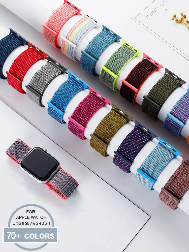

Strap For Apple Watch Band 45mm 41mm 44mm 40mm 49mm 42mm 38mm 45 mm Nylon Bracelet Correa iwatch Series 7 se 6 5 3 Ultra 8 Band