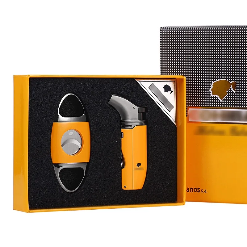 Многофункциональная зажигалка с ножницами для сигар набор из двух предметов