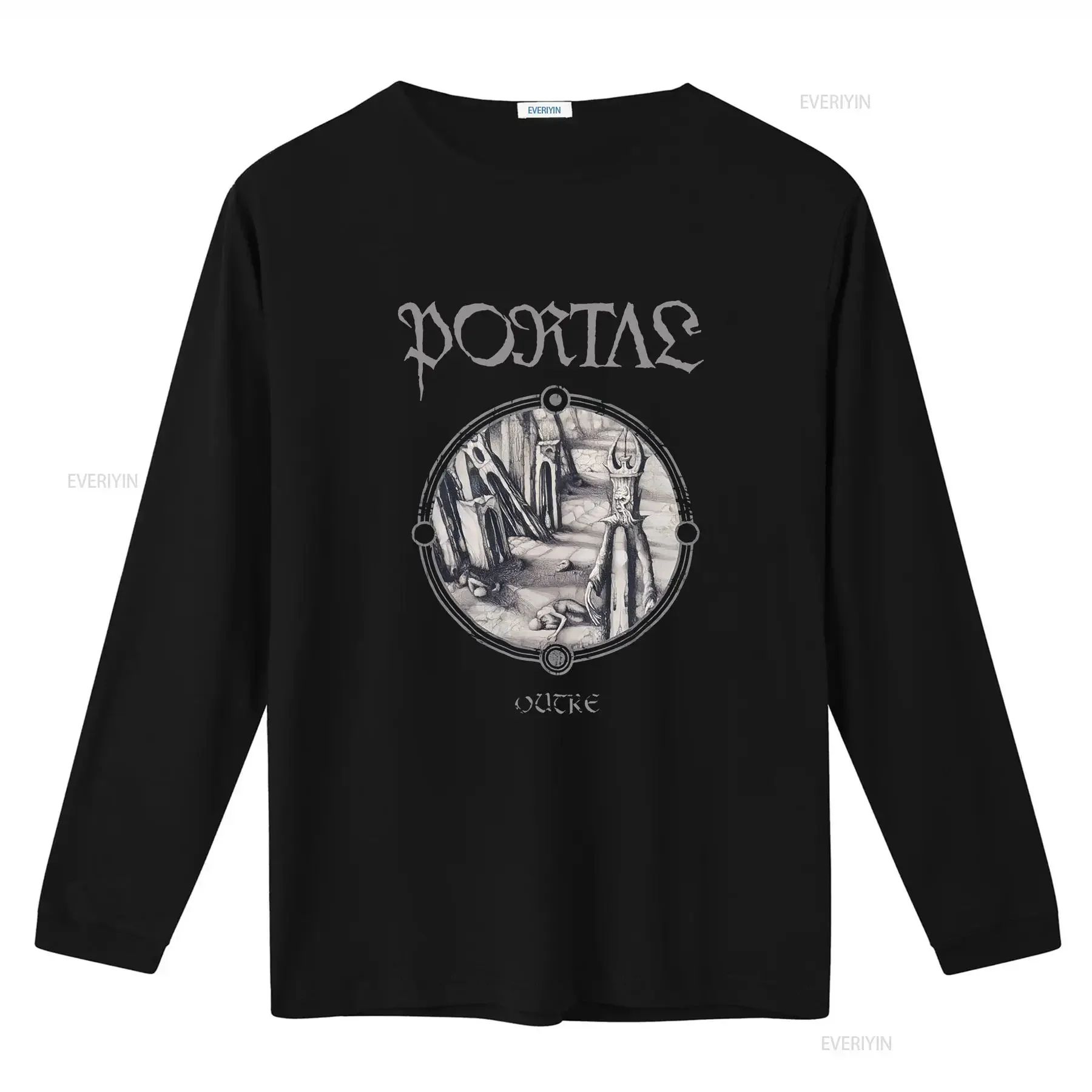 Фото Футболка Portal Band Outre Era Tour, винтажная, в стиле дэт-метал, среднего размера, с эффектом потертости, стильная, эластичная, дизайнерская одежда унисекс для мужчин №3