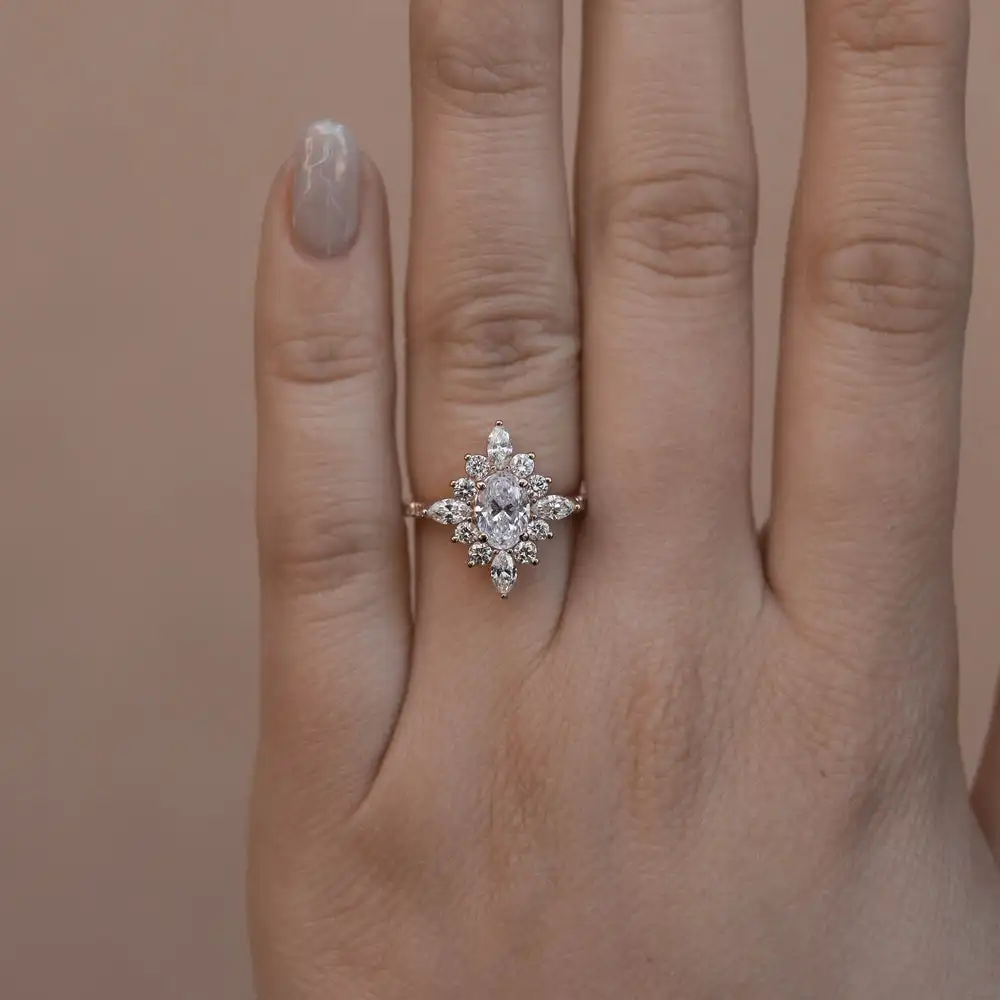 VOVGEMINI Real Moissanite Ring 5x7mm 0.8 Carat Oval Cut 18k 14k Gold VVS1 D Color With GRA Certification