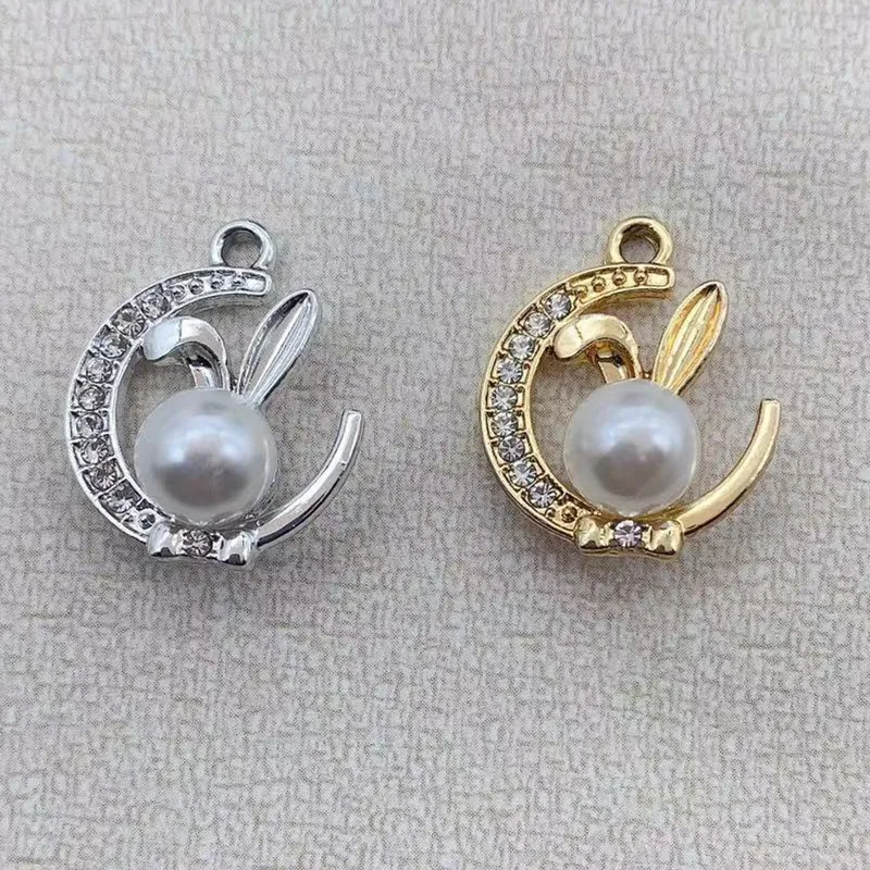 

10Pcs Crystal Moon Charms Rabbit Pendants for Jewelry Making DIY Necklaces Bracelet Women Earring Accessories Design Supplies