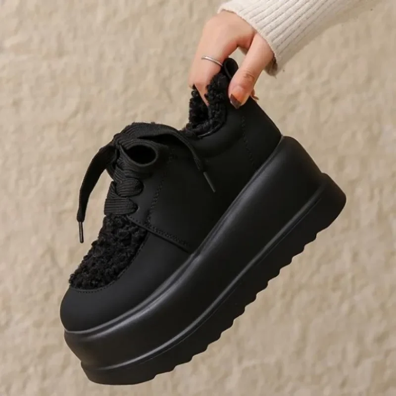 Женские зимние кроссовки на толстой подошве новые плюшевые теплые хлопковые