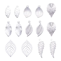 kissitty 56pcs mixed shape stainless steel leaf shape pendants for jewelry making necklaces bracelets earrings diy gift
