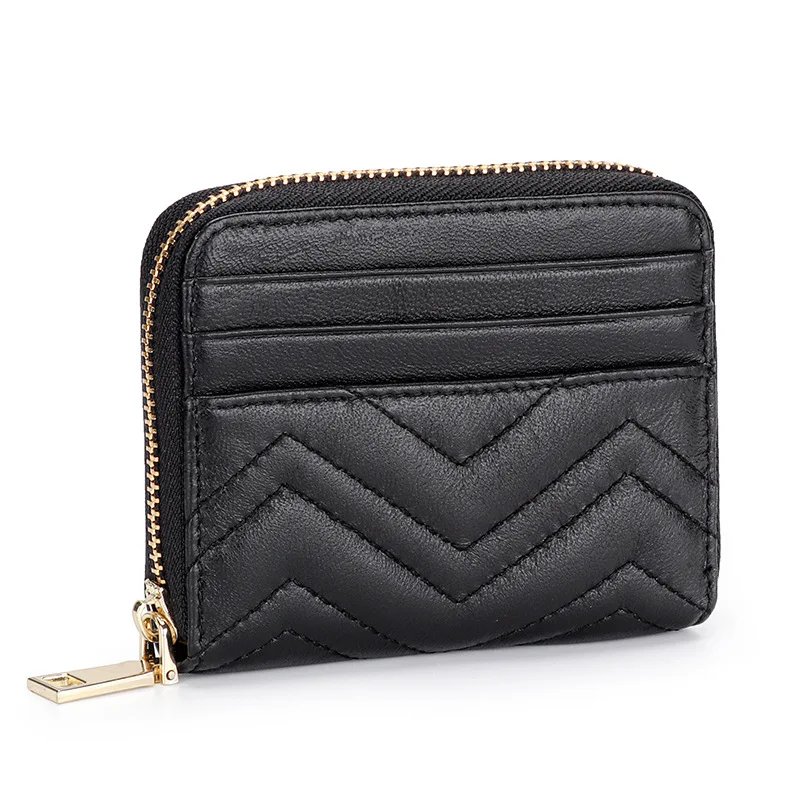

Card Purses Women Korean Style Leather Sheepskin Embroidered Multi-card Position Two-in-one Small Wallet Driver's License Bag