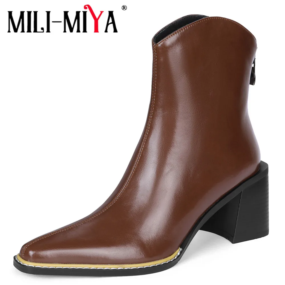 

Женские ботильоны из натуральной кожи, с острым носком