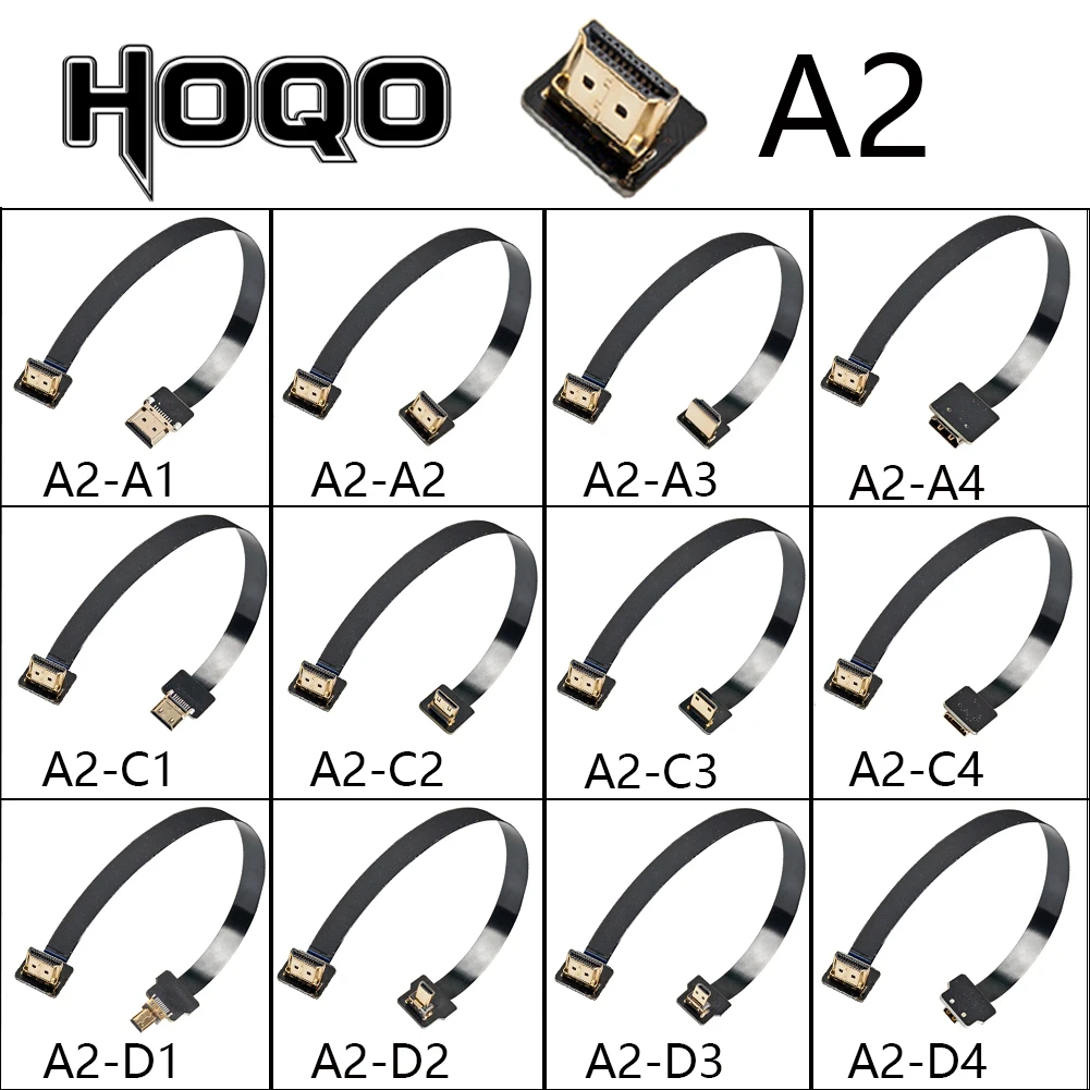 

FPV HD Type A2 Male UP Down Angled 90 Degree To HDMI-compatible HDTV FPC Flat Cable For Camera TV Multicopter Aerial Photography