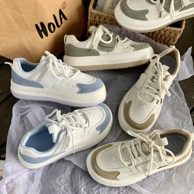 Women's Casual Sports Shoe Summer Mixed Colors All-Match Retro Sneakers 2022 New Lace-Up Platform Lightweight Walking Footwear