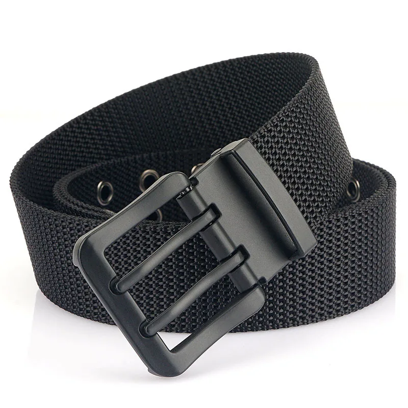 Metal Double Pin Buckle Belts Breathable Nylon Tactical Belt Durable Long Military Belt Unisex Quick Dry Jeans Waistband Hiking