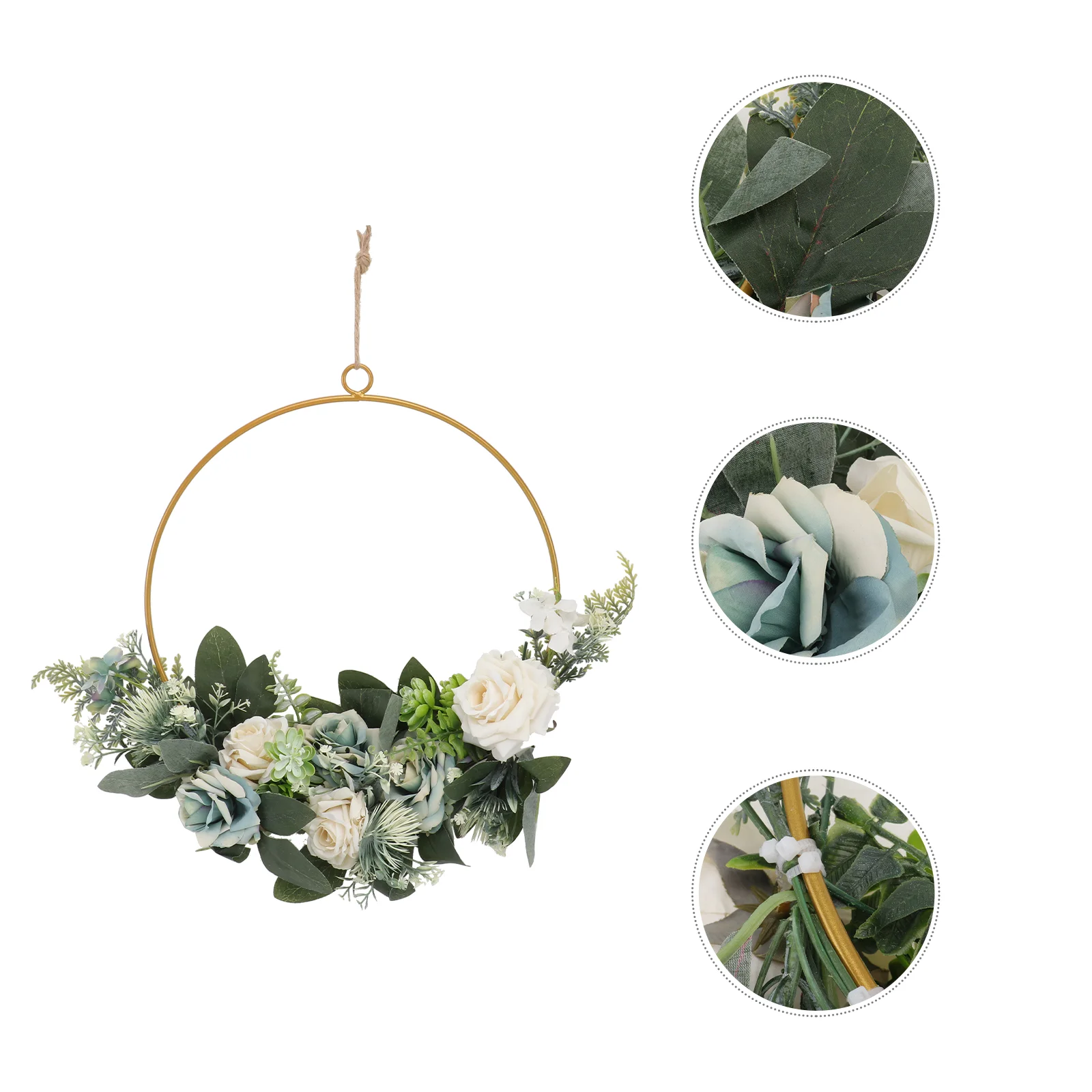 

Wreath Metal Wall Door Hoop Hanging Flowers Flower Floral Garland Decoration Spring Front Artificial Summer Decor Macrame Rings