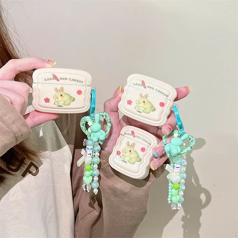 

Creative Cute Rabbit Pendant Case for Apple AirPods 1 2 3 Pro Cases Cover IPhone Bluetooth Earbuds Earphone Air Pods Case