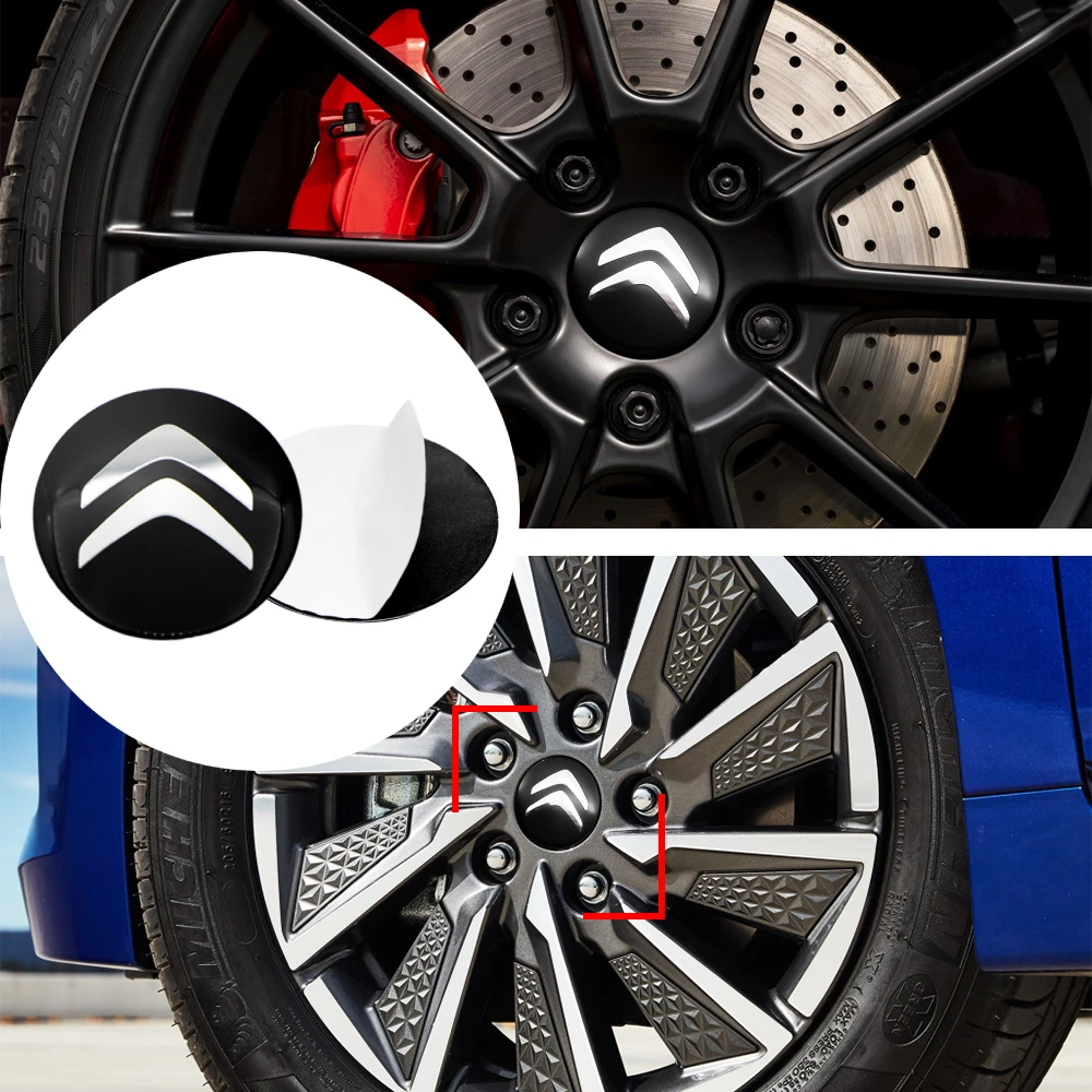 

4Pcs Center Hub Cap Metal Badge Covers Car Accessories Wheel 3D Sticker For Citroen C4 C1 C5 C3 C6 C8 DS C-ELYSEE VTS C4l