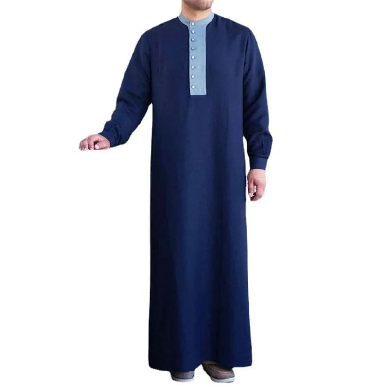 Men's Muslim Robe Daily Loose Casual Stand Collar Muslim Arab Middle East Men's Robe Africa Business Casual New Fashion 2022