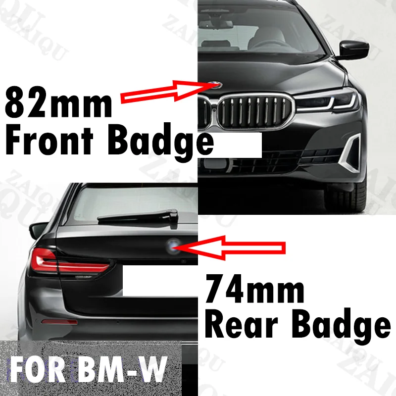 

2X 82mm 74mm Blue White black white Emblem Badge BONNET Hood Front Rear Trunk Logo E46 E39 E38 E90 E60 X3 X5 X6 51148132375