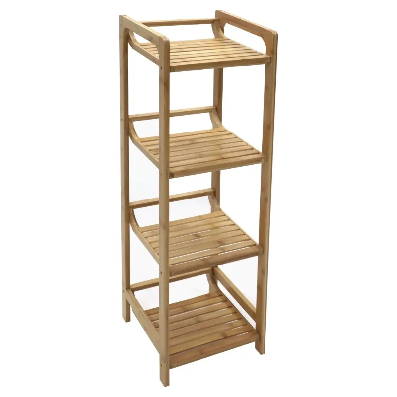 

Bamboo 4 Tier Open Type Slatted Shelf, Bamboo Woodgrain Finish, Partial Assembly Required