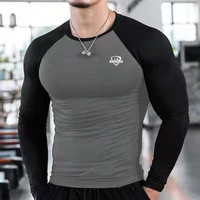 2022 new mens long sleeved sports t shirt gym fitness compression quick drying t shirt hit color all match long sleeved t shirt