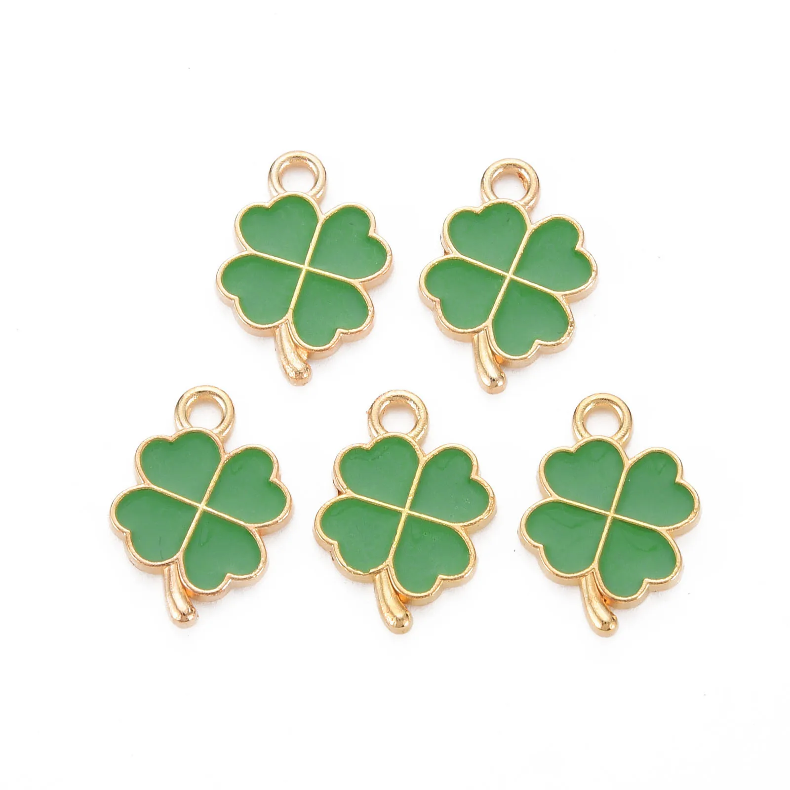 

20Pcs Clovers Enamel Charms Alloy Four Leaf Pendants For Necklace Bracelet Jewelry Making Accessories Friendship Gifts 18x12x2mm