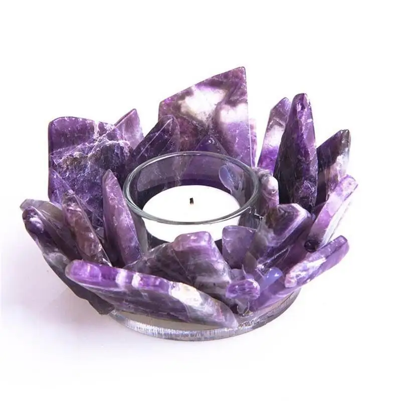 

1PC Natural Amethyst Crystals Candlestick Carvings Healing Room Ornaments Reiki Home Decoration Gift